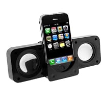 Black Portable Folding Stereo Speaker For Apple iPod Touch Ithouch Classic, Video, iPhone 1G 3G