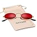 Vintage Sunglasses Retro Oval Designer Sunglasses For Women Men (Gold Frame Red Lens, 42)