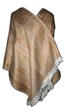 40% Off Super Soft Baby Alpaca Wool Reversible Shawl Wrap Cape Light Brown Color Cream Background