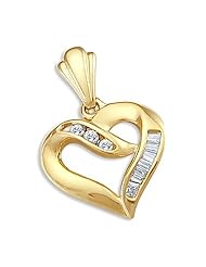 14k Yellow Gold Elegant Heart Love Large Charm Pendant