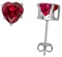 Sterling Silver 6 mm Heart Shape Ruby Red colored Cubic Zirconia Stud Earring