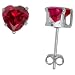 Sterling Silver 6 mm Heart Shape Ruby Red colored Cubic Zirconia Stud Earring