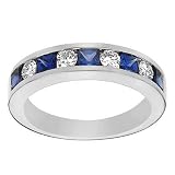 Platinum Sapphire and Diamond Band (H/SI1, 1/3 ct. tw.)