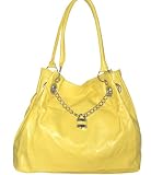 Minerva Collection Ladies Padlock Fashion Handbag Yellow