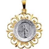 14k Two Tone Miraculous Medal 20x18mm JewelryWeb 41XFOGO0RcL. SL160 14k Two Tone Miraculous Medal 20x18mm JewelryWeb