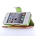 ATC Masione(TM) Apple iPhone 4/4S Credit Card Hard Shell Case Stand with Silicone Core + Screen Protector & Stylus (Wallet case Red+Yellow+Pink)