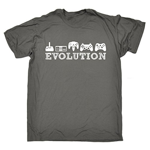 123t Slogans Men's EVOLUTION GAMING (L - CHARCOAL) LOOSE FIT T-SHIRT
