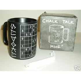 Konitz Sudoku Puzzle Ceramic Chalkboard Coffee Mug - Play A Game On The Mug! by Konitz