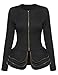 MBE Women's Fit and Flare Peplum Quilted Blazer Jacket with Ruffles