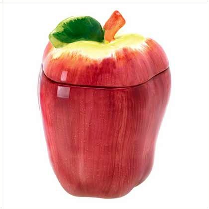 Two Tone Glaze Ceramic Apple Cookie Jar Treat Holder