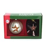 Houston Astros Baseball & Hat Glass Christmas Ornaments