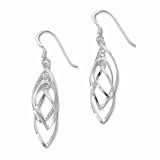 Bridge Jewelry Sterling Silver Twist Marquis Drop Earrings - Silver