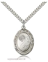 Footprints Cross Large Sterling Silver Medal