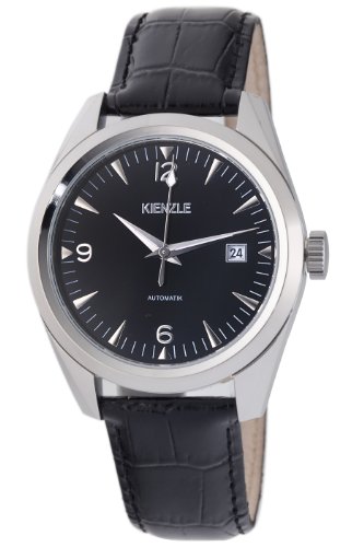 KIENZLE Klassik Herren-Armbanduhr Automatik schwarz Leder Datum V60191131980