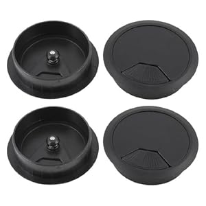 Computer Desk Black Plastic Grommet Cable Hole Cover 80mm 4 pcs