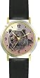 Grizzly Bear or Brown Bear No.2 Animal - WATCHBUDDY&reg; DELUXE TWO-TONE THEME WATCH - Arabic Numbers - Black Leather Strap-Women's Size-Small