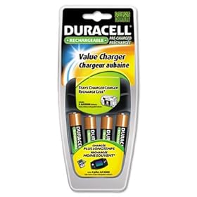 Duracell CEF14NC - Value Charger, 4 Pre-Charged Rechargeable AA NiMH Batteries