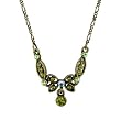 Brass-Tone Vintage Crystal Butterfly Necklace