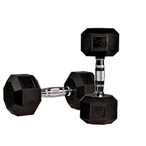 Rubber Coated Hex Dumbbell Set by 