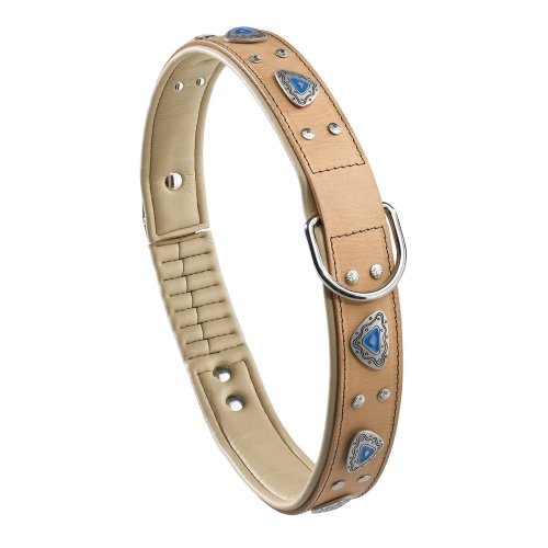 Ferplast 76105051 Lederhalsband für Hunde, beige mit Applicationen