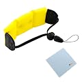 GTMax Bright Yellow Foam Floating Wrist Strap + Cleaning Cloth for Olympus Tough 8010, TG-320, TG-310, TG-820 iHS, TG-1iHS; Coleman Xtreme C5WP; Canon D20; Nikon AW100, AW110, S31; Kodak Sport C123 and More UnderWater/WaterProof Cameras