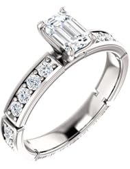 10K White Gold Emerald Cut Diamond Ring -- LIFETIME WARRANTY