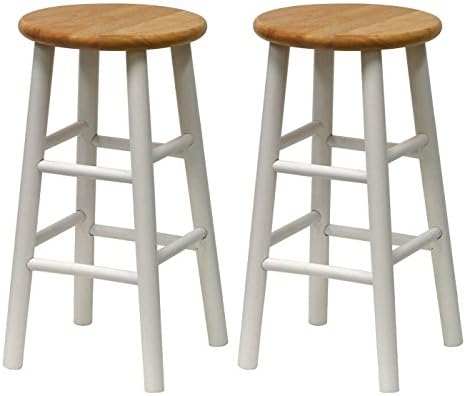 Winsome Wood Solid Wood Bevel Seat Stool - Set of 2