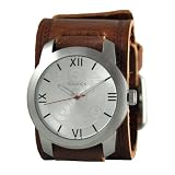 Nemesis Men's BHST068S Elite Collection Silver Roman Numeral Leather Band Watch