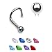 BodyJ4You Crystal Screw Nose Ring 8 Pieces with 1 Nose Retainer