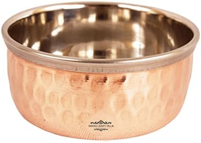 Indian Craft Villa 145 Ml Hammered Katori Bowl Steel/Copper 1.5" X 3.0" X 1.0" (Inch)