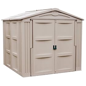 Outdoor 7′ x 7′ Storage Building, Taupe, 93w x 94d x 87h
