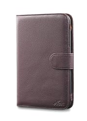 Acase Classic Kindle 3 (Latest Generation) Leather Case (Chocolate Brown) with Screen Protector Film Clear (Invisible)