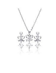 Nickel Free Sterling Silver Pendant & Earring Sets Bow Hanging CZ Set CZ Stone: 7.5mm Bow Measurement: 10.97mm X 8.1mm