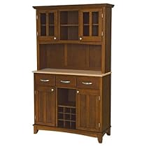 Hot Sale Cherry Wine Buffet with Two Door Hutch & Natural Wood Top (Cherry) (71.5"H x44"W x16.5"D)