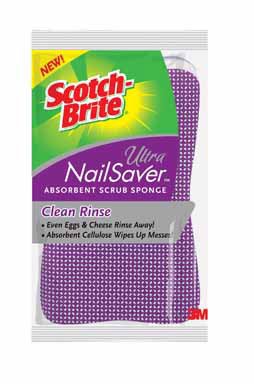 3M  3M Scotch-Brite Ultra NailSaver U-5001 Clean Rinse Absorbent Scrub Sponge, 1-Pack