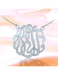 Monogram Necklace 1 1/4 inch Sterling Silver Handcrafted Cutout Personalized Initial Necklace - Made in USA