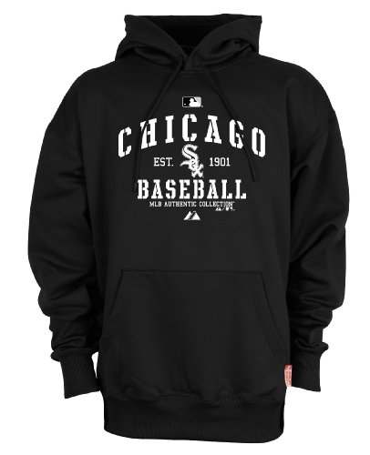 MLB Chicago White Sox Adult Long Sleeve Hooded Fleece Pullover (Pro Black, Xx-Large)