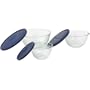 Pyrex Prepware Sculptured 6-Piece Serving Bowl Set, Clear with Blue Lids