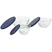 Pyrex Prepware Sculptured 6-Piece Serving Bowl Set, Clear with Blue Lids