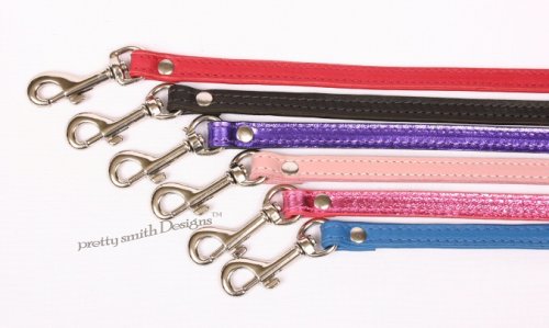 Designer Hot Metallic Purple Leather Dog Leash - 4'