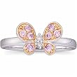 14Kt Two Tone Butterfly Pink Sapphire and Diamond Fashion Ring