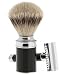 Mühle: klassisches 2-tlg. Silberspitz Rasier-Set - Griffe schwarz