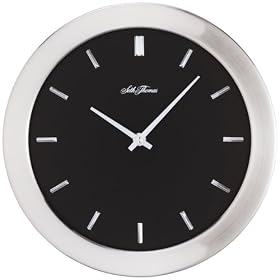 Seth Thomas Alpha I Titanium Silver Tone Case with Black Dial Round Wall Clock