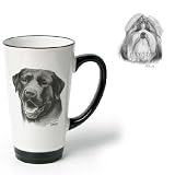 Porcelain Funnel Cup with Shih Tzu (6 inch, Black and white)