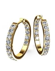 1.50 ct Ladys Round Cut Dual Edge Diamond Hoops Earrings 14 karat Yellow Gold