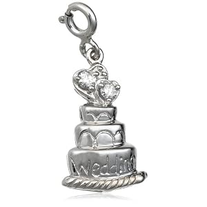 Buy Sterling Silver 1 10 cttw Diamond Wedding Cake Charm