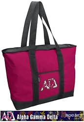 Alpha Gamma Delta Tote Bag Rich Pink Alpha Gamma - For Travel or Beach Best Unique Gift Ideas for Her, Women, or Ladies