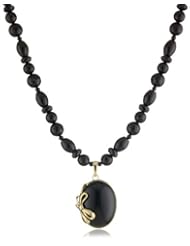 Barse "Gifted" Bronze Onyx Bow Pendant Necklace