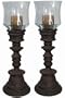 Natalia Candleholders Set Of 2, CLEAR GLASS, BROWN