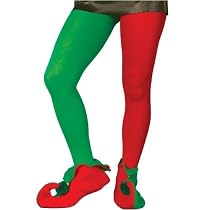 Red and Green Elf Tights Adult
